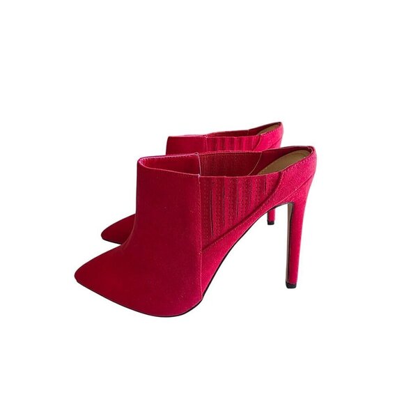 ShoeDazzle Red Blakely Pointed Toe Stiletto Heel Mules Size 7.5 Faux Suede Slip- - Picture 6 of 16